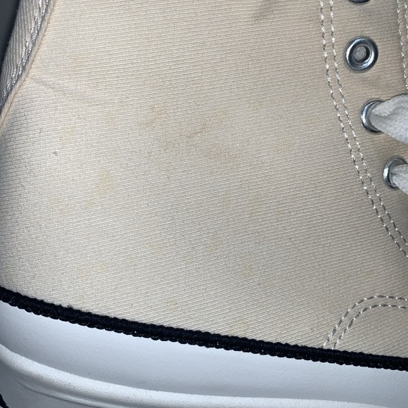 CREAM HIGH TOP CANVAS SNEAKERS - Picture 2 of 8